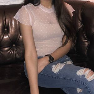 Forever 21 Pink Mesh Bodysuit